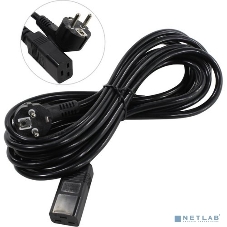 Кабель питания ExeGate Power PC19-5P (Евровилка Schuko->С19) VDE-250V-3*1.5-CU, черный, 16А, 5м
