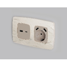 Лицевая панель OMEGA (Серо-бежевый матовый) для розетки 2USB A+C QUANT OP3710