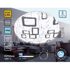 Потолочный светодиодный светильник Ambrella light FZ1044 WH/BK белый/черный 30W 6400K D370*55 (Без ПДУ)