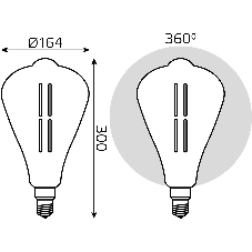 Лампа cветодиодная Gauss Filament ST164 6W 330lm 4000К Е27 gray straight LED