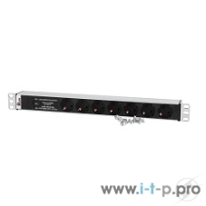 Блок розеток Rem-10 без шнура с фил. и инд., 7 Schuko, вход IEC 60320 C14, 10A, алюм., 19