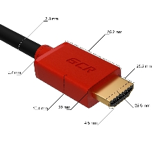 Кабель GCR 3.0m HDMI версия 2.0, HDR 4:2:2, Ultra HD, 4K 60 fps 60Hz/5K*30Hz, 3D, AUDIO, 18.0 Гбит/с, 28/28 AWG, OD7.3мм, тройной экран, черный, красные коннекторы, GCR-HM451-3.0m GCRКабель 3.0m HDMI версия 2.0, HDR 4:2:2, Ultra HD, 4K 60 fps 60Hz/5K*30Hz, 3D, AUDIO, 18.0 Гбит/с, 28/28 AWG, OD7.3мм, тройной экран, черный, красные коннекторы, GCR-HM451-3.0m