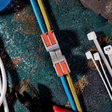 Клемма Rexant СМК 222-422R проходная разъемная 2 полюса серый 0,2-2,5/4 мм² (50 шт/уп)