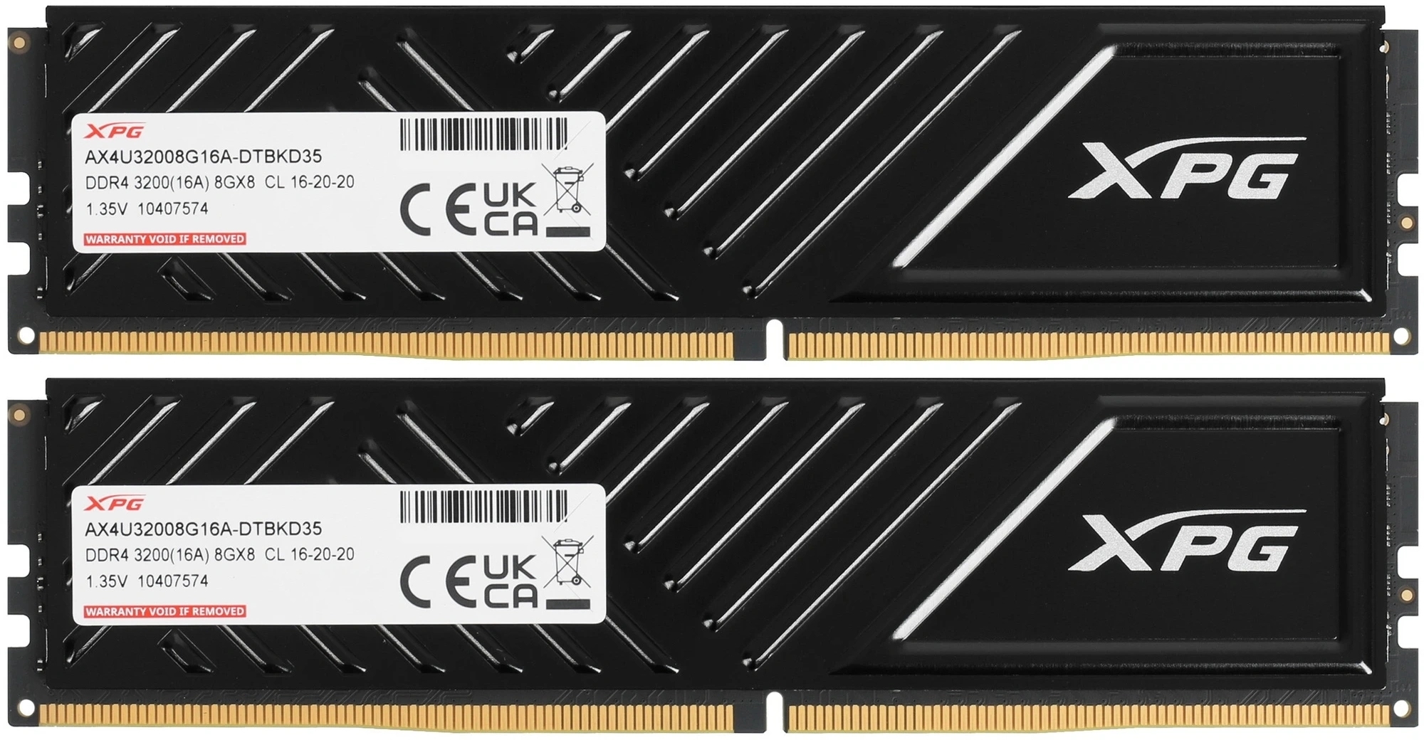 Модуль памяти ADATA 16GB DDR4 3200 UDIMM XPG GAMMIX D35 Gaming Memory AX4U32008G16A-DTBKD35 1.35V, Heat Shield, Kit (2x8GB), Black, RTL,