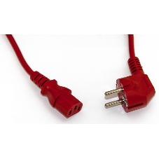 Кабель питания компьютера (Schuko+C13) (3x1.0), 10A, угловая вилка, 5 м, красный Hyperline PWC-IEC13-SHM-5.0-RD
