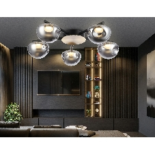 Светильник Ambrella light LH12009/5 BK/GD/SM черный/золото/дымчатый 30W 3000K D790*180