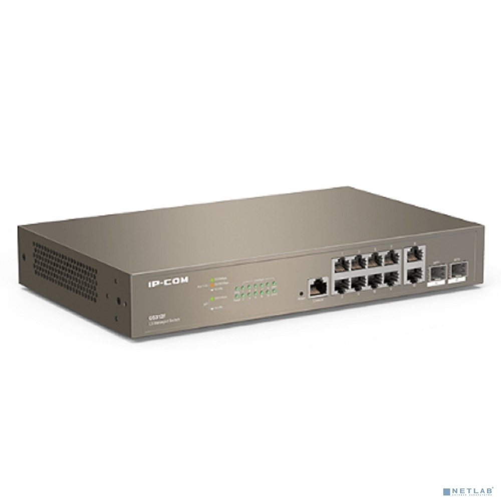 Коммутатор управляемый IP-COM G5312F L3, 12 портов, 10х1 Гбит/с, Base-X SFP 2х1 Гбит/с, настольный