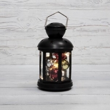 Декоративный фонарь Neon-night с шариками 12х12х20,6 см, черный корпус, теплый белый цвет свечения