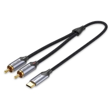 Переходник-разветвитель Vention гибкий USB-C M/2RCA M - 1.5м