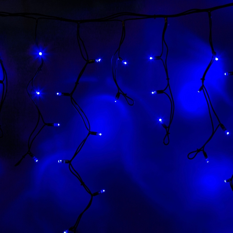 Гирлянда Neon-night Айсикл (бахрома) светодиодный, 4,0 х 0,6 м, черный провод каучук, 230 В, диоды синие, 128 LED