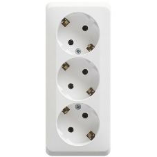 Тройная розетка Schneider Electric ЭТЮД O/У с заземлением без шторок 16А 250B, белый,