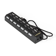 USB-концентратор ExeGate EX293978RUS DUB-72SW (кабель-адаптер USB2.0 --> 7xUSB2.0, кнопки включения/отключения для каждого порта, Plug&Play, черный)