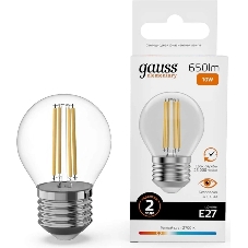 Лампа филам. Gauss Filament 10Вт цок.:E27 шар св.свеч.бел.теп. (упак.:1шт) (52210)
