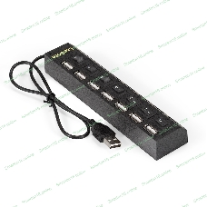 USB-концентратор ExeGate EX293978RUS DUB-72SW (кабель-адаптер USB2.0 --> 7xUSB2.0, кнопки включения/отключения для каждого порта, Plug&Play, черный)