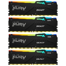 Оперативная память Kingston Fury Beast, DDR5, 128Gb (4x32 GB), 5200 MHz, CL40, DIMM, с радиатором, RGB, черный