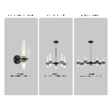 Настенный светильник Ambrella light LH55355/2 BK/CGD/CL черный/золото/прозрачный G9/2 max 30W 150*100*320