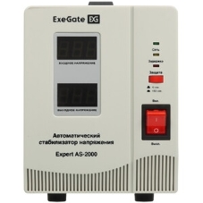 Стабилизатор напряжения ExeGate Expert AS-3000 (3000ВА, вход 140...260В, двойная цифр. индикация вход/вых. напряжения, выход 220В±8%, КПД 98%, 5 уровней защиты, метал. корпус, клем.колодка, RTL)