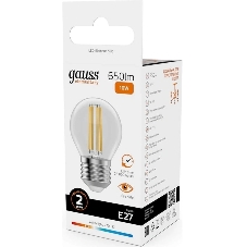 Лампа филам. Gauss Filament 10Вт цок.:E27 шар св.свеч.бел.теп. (упак.:1шт) (52210)