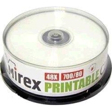 Диск CD-R Mirex 700 Mb, 48х, Cake Box (25), Ink Printable (25/300)