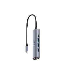 USB-концентратор CUDY UH605, USB Type-C, USB + RJ-45, USB Type-C