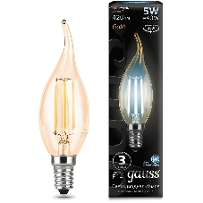 Лампа светодиодная Gauss Filament Свеча на ветру E14 5Вт 4100К Golden