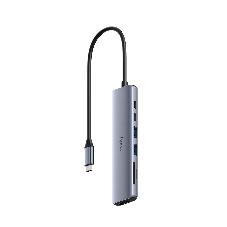 USB-концентратор CUDY UH407, USB Type-C, HDMI, microSD/SD, адаптер/USB Type-C