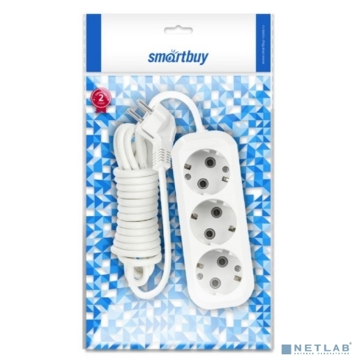 Удлинитель Smartbuy SBE-16-3-02-Z 3 гнезда 2 метра 16А/3,5 кВт с заземлением ПВС 3х1 мм2