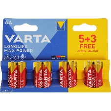 Батарея Varta LongLife Max Power Alkaline LR6 BL5+3 AA (8шт) блистер