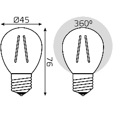 Лампа филам. Gauss Filament 10Вт цок.:E27 шар св.свеч.бел.теп. (упак.:1шт) (52210)