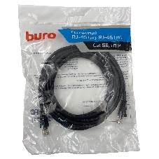 Патч-корд Buro UTP 4 пары cat.5e CCA molded 5м черный RJ-45 (m)-RJ-45 (m)