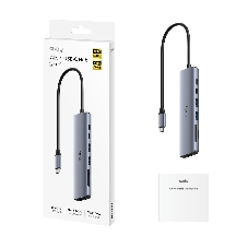 USB-концентратор CUDY UH407, USB Type-C, HDMI, microSD/SD, адаптер/USB Type-C