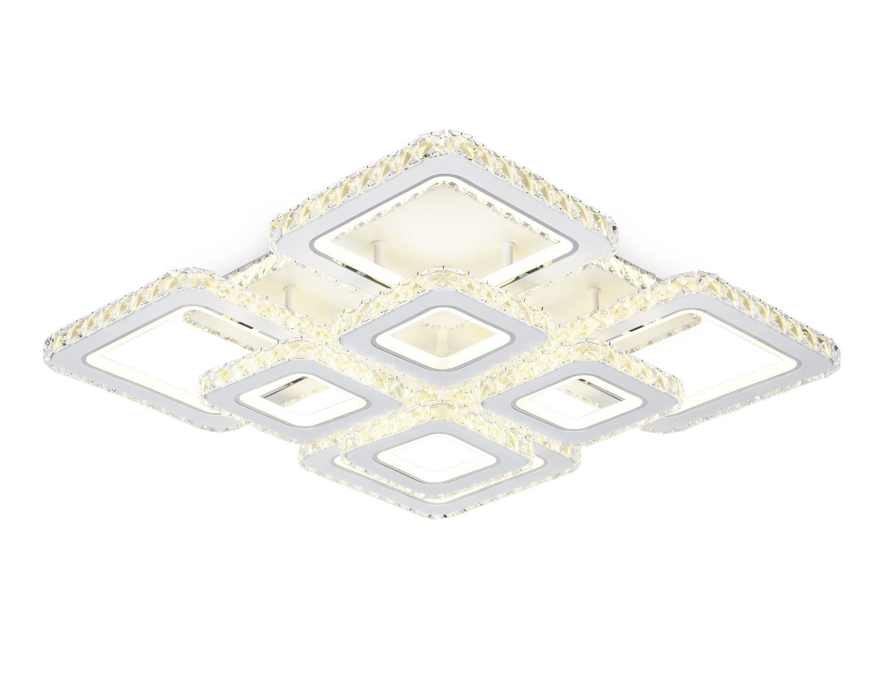 Управляемый светодиодный светильник Ambrella light FA1737/4+4 WH/CH белый/хром 215W 3000K/4200K/6400K 720*720*120 (ПДУ РАДИО 2.4G)