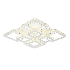 Управляемый светодиодный светильник Ambrella light FA1737/4+4 WH/CH белый/хром 215W 3000K/4200K/6400K 720*720*120 (ПДУ РАДИО 2.4G)