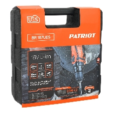 Дрель-шуруповерт Patriot BR 187UES, 18 В, 2 Ач, 25 Нм, щеточный