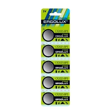 Батарея Ergolux Lithium CR2025-BP5 CR2025 150mAh (5шт) блистер