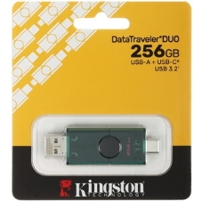 Флешка USB Kingston DataTraveler Duo (DTDEG2/256Gb), 256Gb, USB3.2/Type-C, R/W 150/60, зеленая
