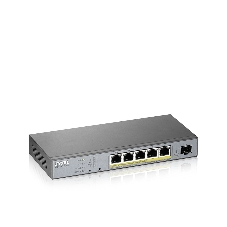 Коммутатор Zyxel GS1350-6HP, 4xGE PoE+, 1xGE PoE++ (802.3bt), 1xSFP, бюджет PoE 60 Вт, дальность передачи питания до 250 м, автоперезагрузка PoE-портов, повышенная защита от перенапряжений и электростатических р