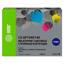Картридж струйный Cactus CS-EPT04B140 черный (120 мл) для Epson WorkForce Pro WF-C8190, WF-C8690 Картридж струйный Cactus CS-EPT04B140 черный (120 мл) для Epson WorkForce Pro WF-C8190, WF-C8690