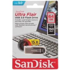 Флешка USB Sandisk 64Gb Cruzer Ultra Flair SDCZ73-064G-G46 USB 3.0 серебристый/черный