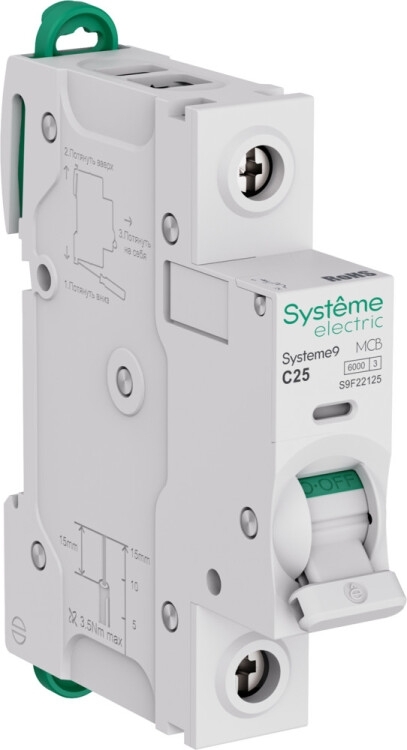 Автоматический выключатель Systeme Electric S9F22125 Systeme9 C 25A 1P 6kA 230В