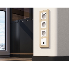 Комплект механизма компьютерной розетки ALFA Белый глянец RJ-45(8P8C) CAT6 с шторкой QUANT (AP1120, VM188) MA112010