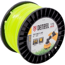 Леска для триммера Denzel квадрат, 2,4мм х 175м, на DIN катушке FLEX CORD