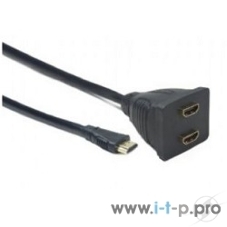 Разветвитель HDMI Cablexpert DSP-2PH4-002, HD19F/2x19F, 1 компьютер => 2 монитора, пасcивный, Full-HD, 3D, 1.4v