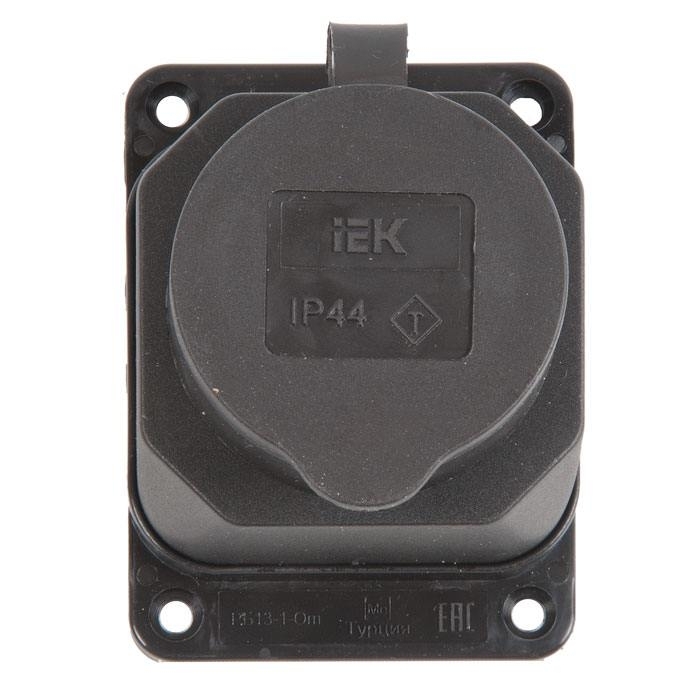 Розетка кабельная наружной установки IР44 16А 2Р+E каучук ОМЕГА IEK PKR11-016-2-K02
