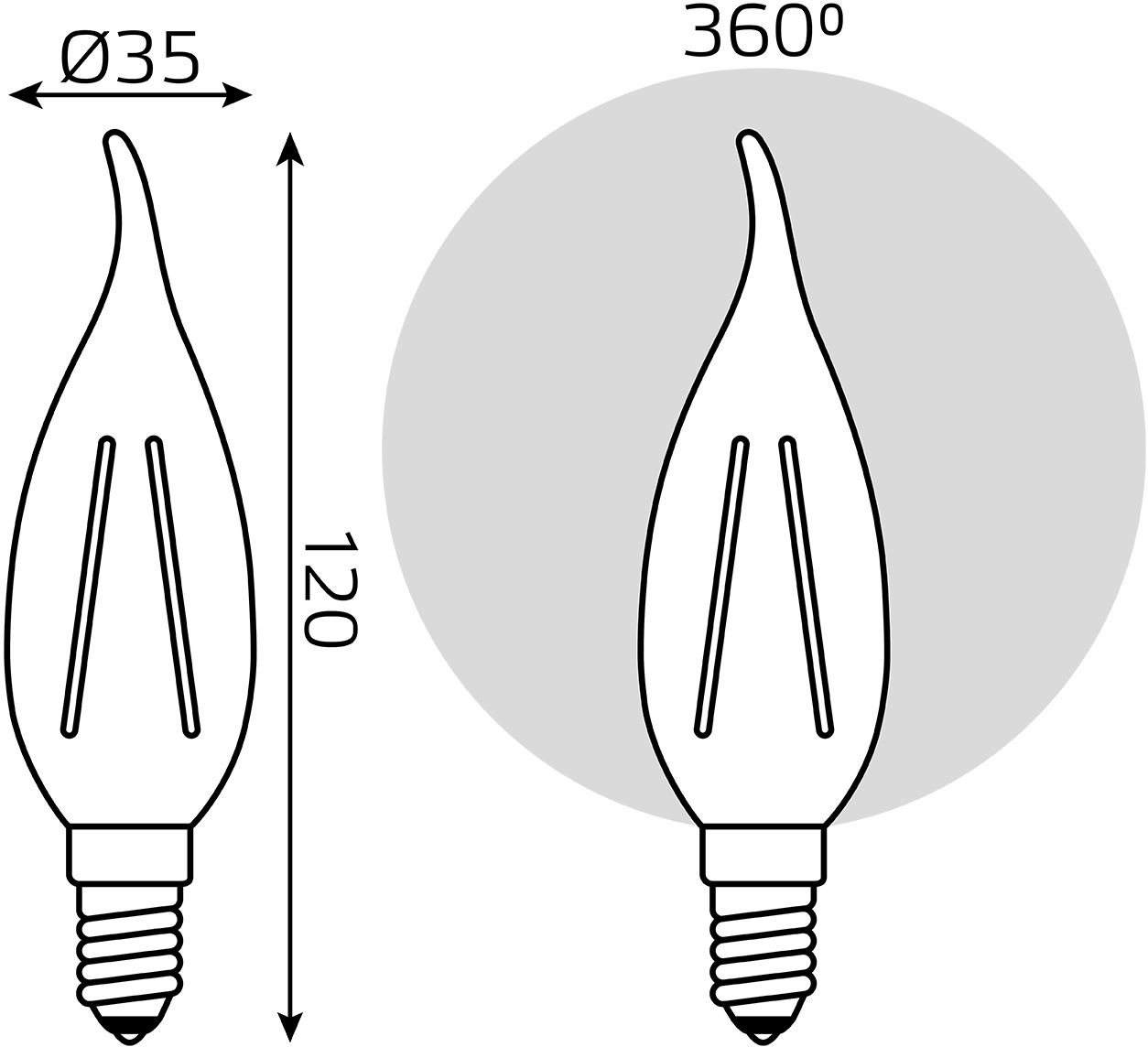Лампа светодиодная Gauss Filament Свеча на ветру E14 5Вт 4100К Golden