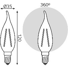 Лампа светодиодная Gauss Filament Свеча на ветру E14 5Вт 4100К Golden