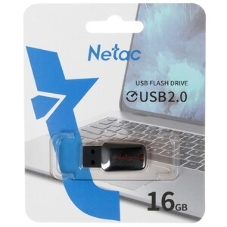 Флешка USB Netac U197 (NT03U197N-016G-20BK), 16Gb, USB 2.0, R/W 25/10, черный/красный