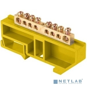 Шина нулевая N 6х9 8 отвер. латунь желт. изолятор на DIN-рейку PROxima EKF sn0-63-08-dz