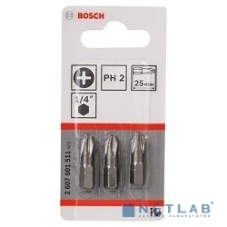 Набор бит Bosch Extra-Hart (2607001511) (3пред.) для шуруповертов