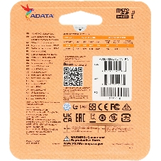 Флеш карта microSD 32Gb ADATA microSDHC Class 10 UHS-I A1 100/20 MB/s (SD адаптер)